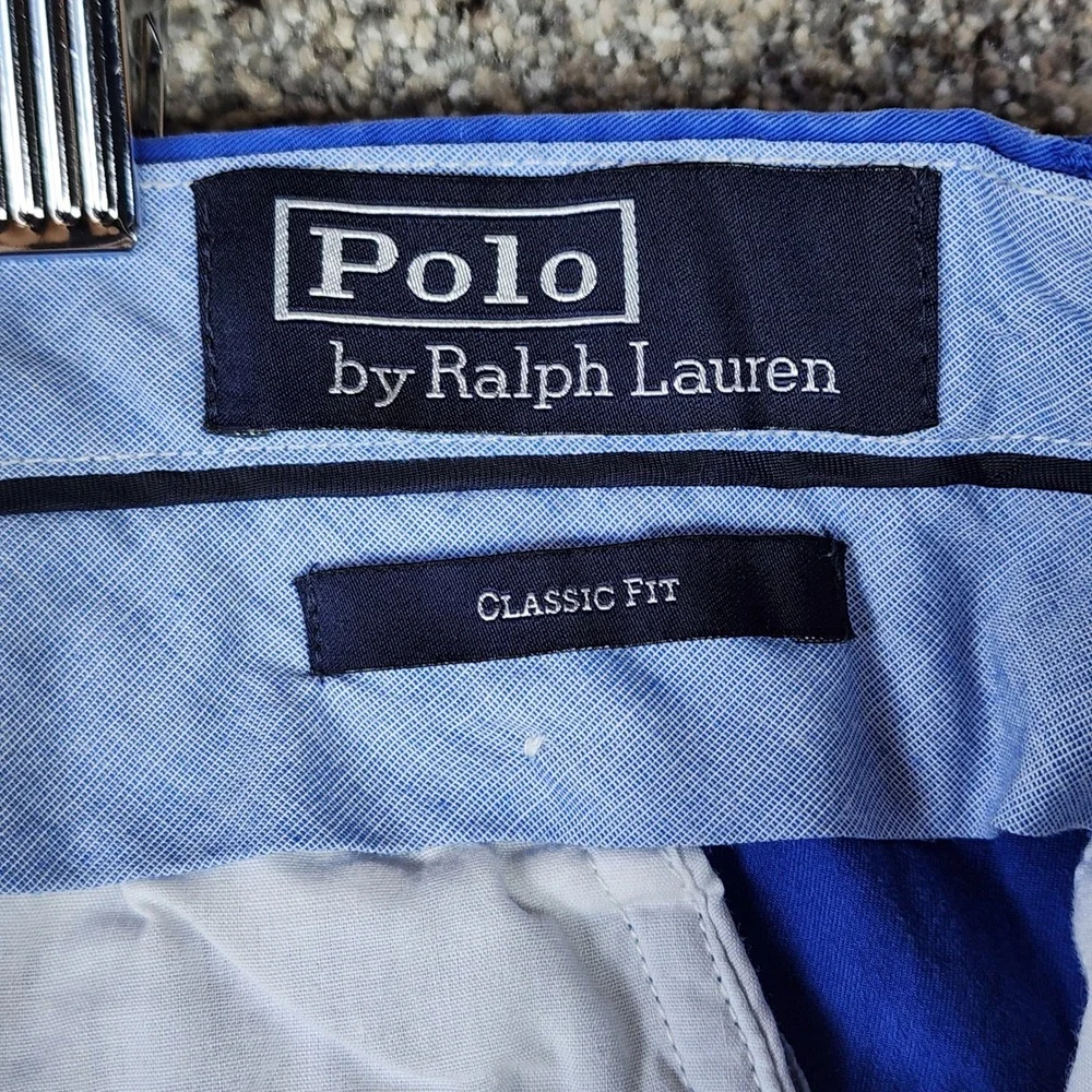 Polo Ralph Lauren Chino Shorts Mens 42 Classic Fit Pima Cotton Blue Excellent